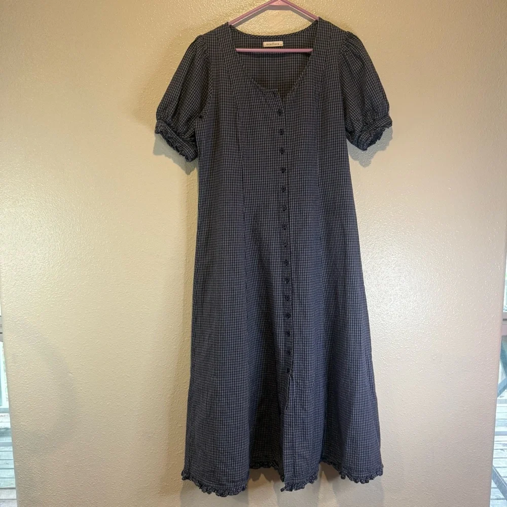 Neuflora Dover Blue Gingham Button-Front Dress - Picture 2 of 5